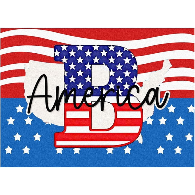 Fiudx Ofertas relámpago Felpudo patriótico con apellido de 26 letras, felpudo del 4 de julio con bandera de EE. UU., antideslizante y lavable, para puerta de entrada, entrada exterior, patio, piso