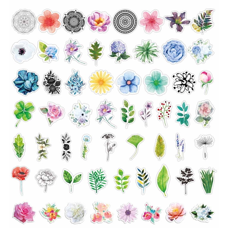 102pcs Flower Stickers Pack - Waterproof Vinyl Decals For Water Bottles, Laptops, Skateboards, Phone Cases