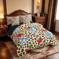 thumbnail image 2 of Manfei Kawaii Cherry Bowtie 7 Pieces Full Size Bedding Sets,Brown Leopard Pattern Full Size Bed in a Bag,Black Reversible, 2 of 7