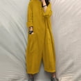 thumbnail image 3 of Aayomet Jumpsuits For Women Ladies Autumn Winter Solid Color Pockets Jumpsuit Shirt Long Trousers Jumpsuit,Yellow XL, 3 of 5