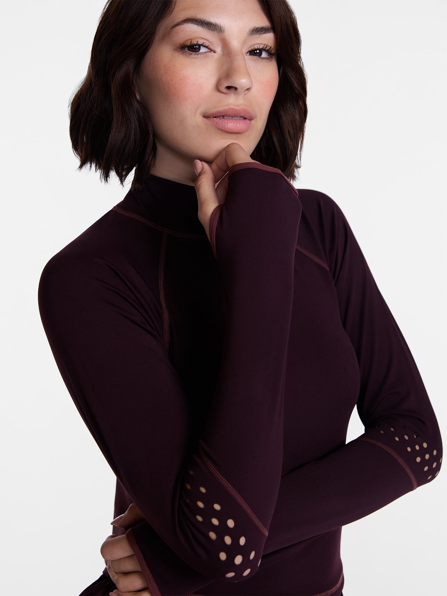 Avia Women’s Mock Neck Run Top with Long Sleeves, Sizes XS-XXXL