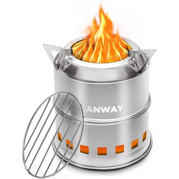 Portable Camping Stove Mini Wood Burning Camp Stove for Backpacking Hiking Traveling Survival Cooking Stove Stainless Steel Emergency Folding Camping Stove with Carry Bag