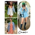 thumbnail image 2 of Omoone Women'S Oversized Mid Long Denim Jacket Jean Biker Coat(0199-Denim Blue-Xl), 2 of 4