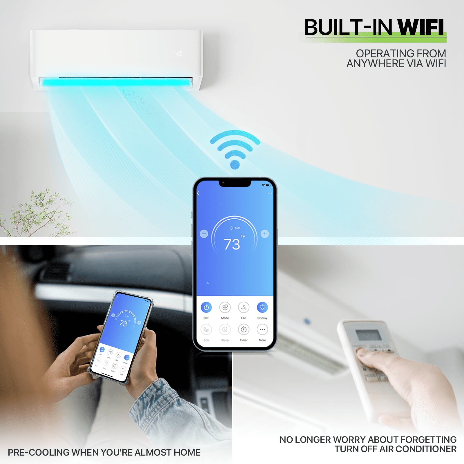 Magshion 12000 BTU Wifi Enabled 22 SEER Mini Split Air Conditioner & Heater, Wall-Mounted AC Unit Cools Rooms up to 550 Sq.Ft, Energy Efficient Inverter AC with Heat Pump, White