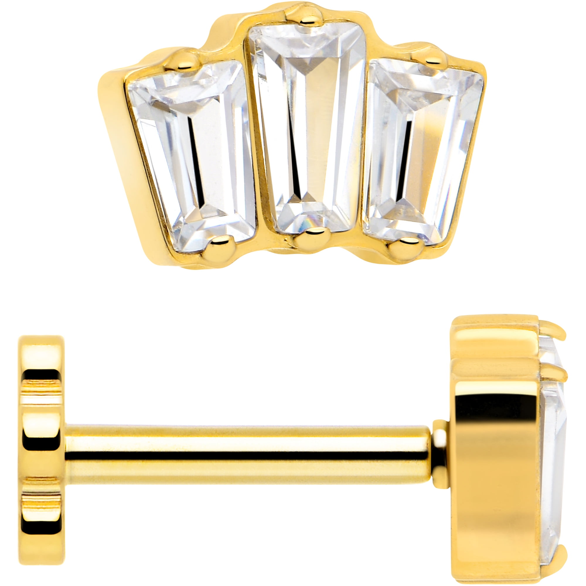 Body Candy Flat Back Cartilage Earring - 18 Gauge 1/4 Gold Plated ASTM Implant Titanium Heart Threadless Reversible Stud Earring for Cartilage, Conch, Helix, Labret, Tragus, Monroe