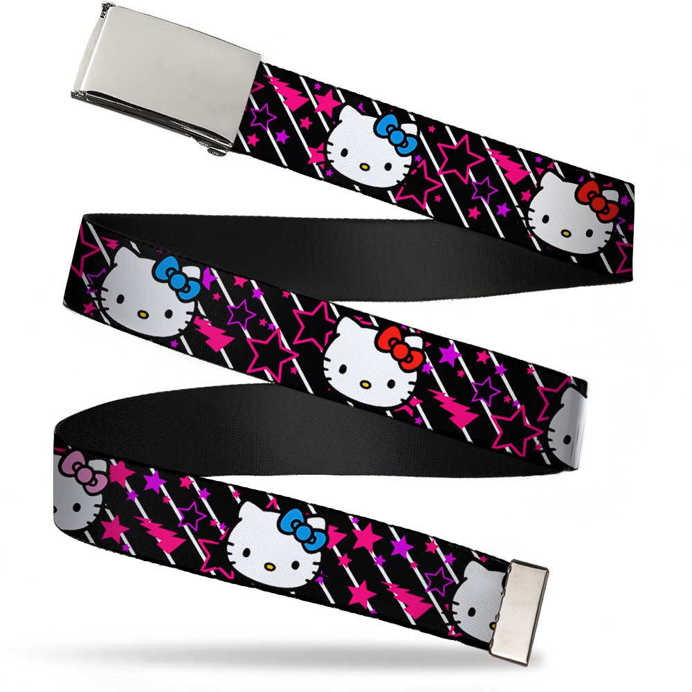 20-36 Inches in Length Buckle-Down Seatbelt Belt 1.0 Wide Hello Kitty Face//Balloons Multi Color//Blue//Pink