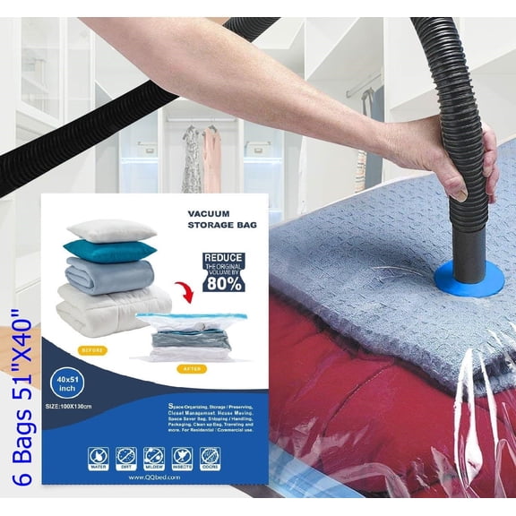 10 Pack: x6 53x40 Size Space Saver Storage Vacuum Seal Organizer Plastic Bag   4 Travel Roll Up Bags