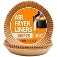 thumbnail image 1 of 100 Pcs Doublures Jetables pour Friteuse à Air Chaud, Papier Parchemin Rond Antiadhésif de 6,3 Pouces, Résistant à l'Huile et à l'Eau pour Panier de 3-5 QT, Papier de Cuisson Non Blanchi de Qualité Alimentaire pour Rôtir au Micro-Ondes par BESELLER, 1 of 7