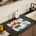 thumbnail image 5 of Yayeee Dish Drying Mat for Kitchen Counter 16" x 18" Microfiber Super Absorbent Coffee Decorative Pad, Gray Checkered Pattern, 5 of 9