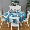 thumbnail image 2 of Blue Stars and Baseballs Pattern Round Tablecloth 60"x60",Wrinkle Wipeable Table Cloth for Kitchen Dining Room Picnic Patio Party, 2 of 6