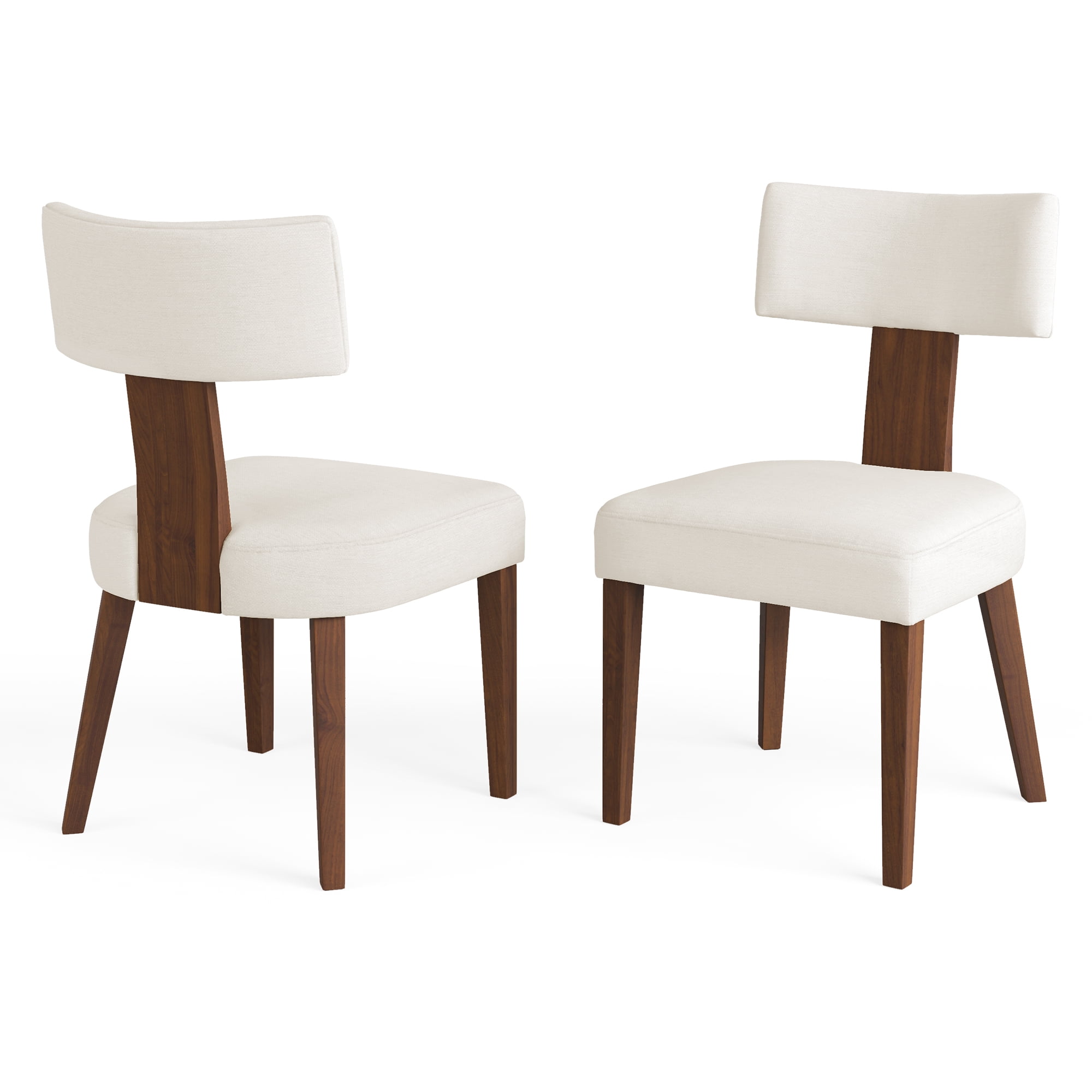 Dycanpo Dining Chairs Set of 2,Upholstered Mid Century Modern Round Dining Room Chairs for Living Room,Beige