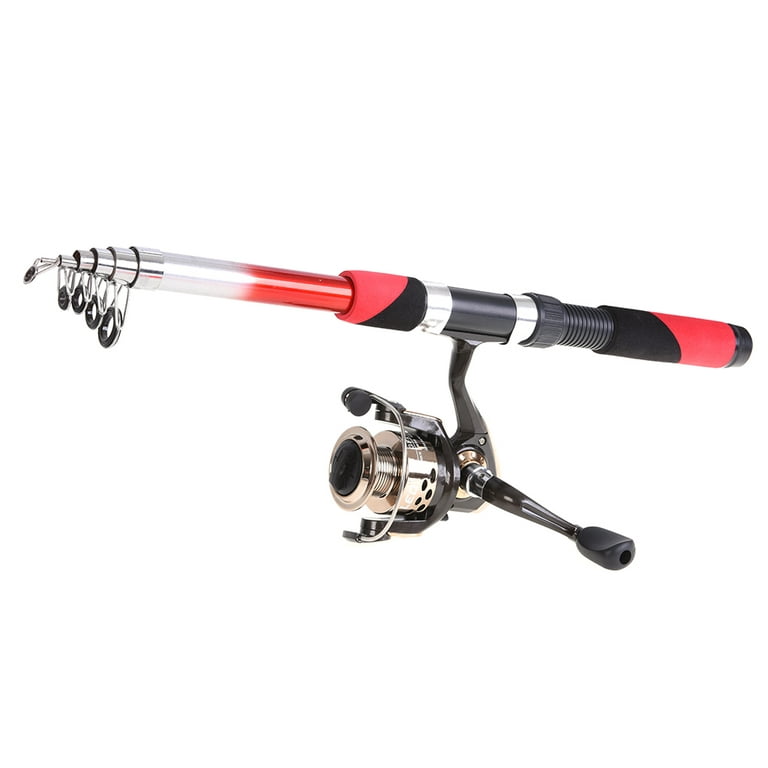 Lixada Portable Fishing Rod Reel Combo Full Kit 2.1 M Telescopic Fishing Tackle Set, Red, Size: Combo 2