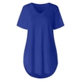 thumbnail image 6 of Garbnen Womens Short Sleeve Shirts Curved Hem Women V Neck T Shirt Hide Belly Spring Dressy Womens Going Out Top Blue M, 6 of 7