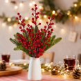 thumbnail image 2 of Artificial Red Berry Stem, Christmas Red Berries Branches, Fake Burgundy Berry Picks for Vase Filler Floral Arrangements Christmas Tree Xmas Winter Holiday Home DIY Crafts Decor, 2 of 5