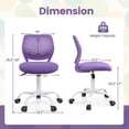 thumbnail image 3 of Gymax Kids Desk Chair Ergonomic Swivel Children Mesh Study Height Adjustable Purple, 3 of 9