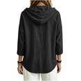 thumbnail image 3 of GERsome Long Sleeve Shirts for Women Snap Button Hooded Loose Fit Dressy Casual Pullover Tops Black XL, 3 of 4