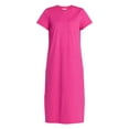 thumbnail image 4 of Time and Tru Women's Cotton Midi T-Shirt Dress with Short Sleeves, Sizes XS-XXXL, 4 of 4