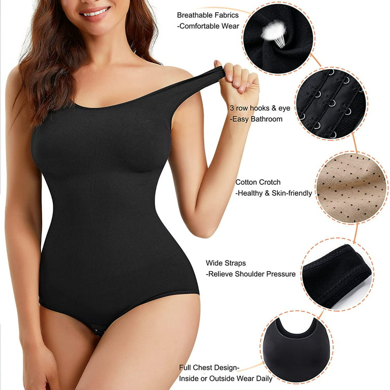 Irisnaya Shapewear Bodysuit for Women Waist Trainer Tummy Control Full Body  Shaper Scoop Neck Tank Top Girdle Jumpsuit Open Bust Sexy Slimming Bodysuits(Black  XL-2XL) 