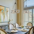 thumbnail image 4 of TOMIYA Wood Dining Room Light Fixture Drum Rustic Farmhouse Chandelier, 4 Light  Pendant Light, 4 of 8