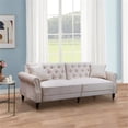 thumbnail image 3 of Pemberly Row 87.8'' Convertible Cream Velvet Sofa Bed Sleeper, 3 of 9