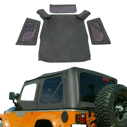 labwork Frameless Trail Top with Tinted Rear and Side Windows Black Diamond Replacement for Jeep Wrangler JK 2 Door 2007-2009