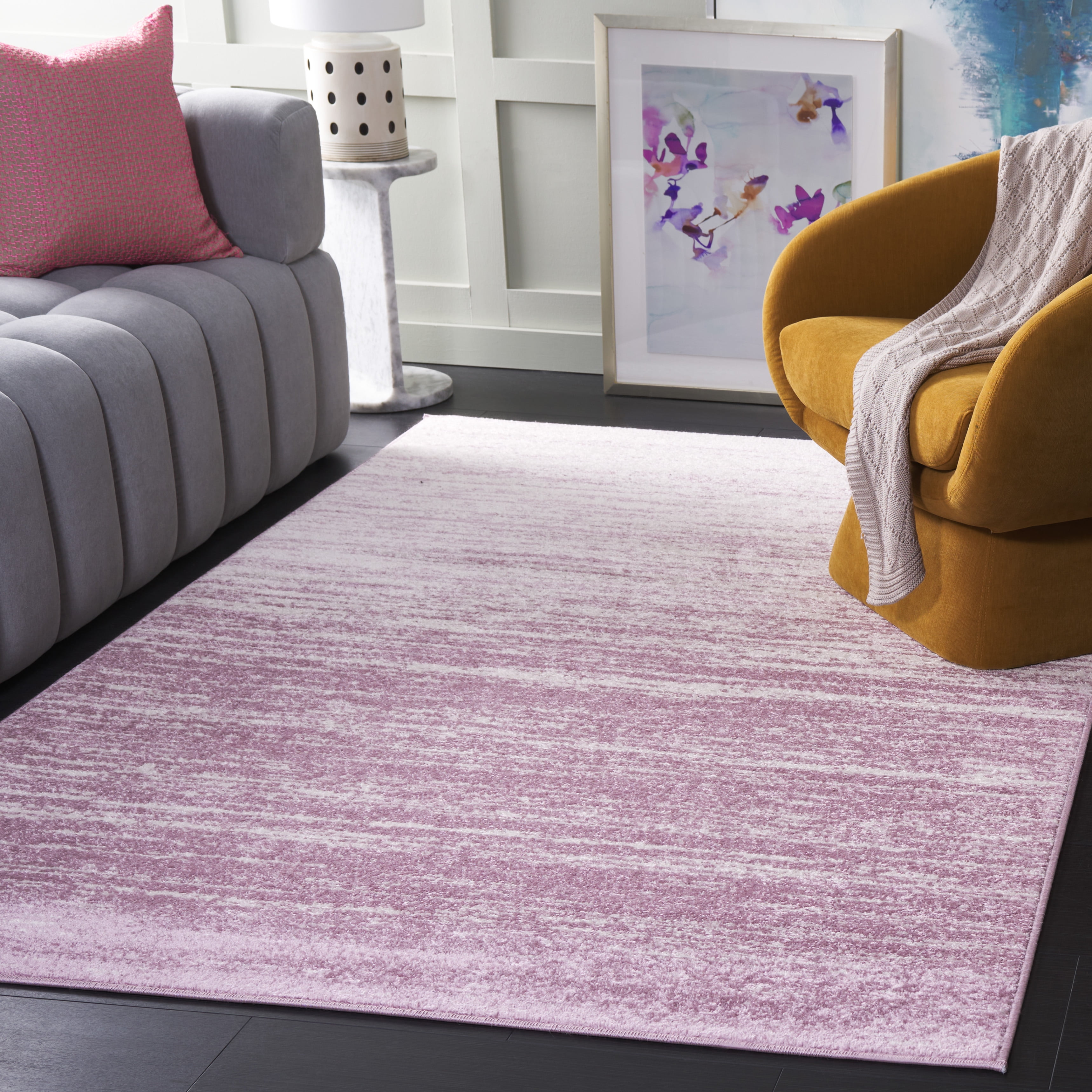 SAFAVIEH Adirondack Esmond Striped Area Rug, Cream/Purple, 3' x 5' - Modern Design, Cream & Purple, Ideal for Living Room, Bedroom, Dining Space, Entryway, Bathroom, Bedside