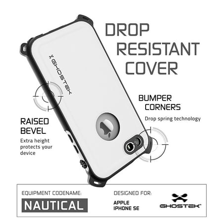 iPhone SE Waterproof Case, Ghostek Nautical Series for Apple iPhone 5, 5S & SE (Best Waterproof Iphone Se Case)