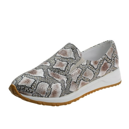 

Sneakers for Women Ladies Fashion Snake Print Leather Comfortable Thick Soled Casual Sports Shoes Womens Sneakers Pu Grey 38