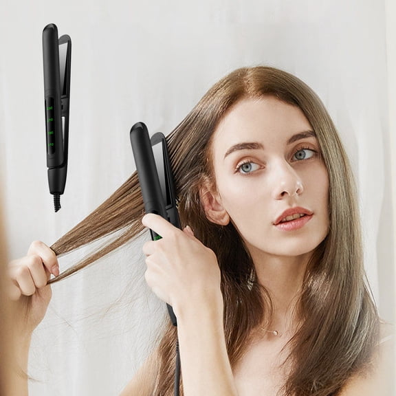 Hair Straightener Curling Iron, Usupdd LCD Display Hair Iron for Straight and Curly Hair 170-230°C, Negative Ion Hair Straightener Without Damaging Hair for Natural Curls Straight Hair, Black