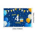 thumbnail image 3 of Blue Themed 4th Birthday Backdrop Banner with Crown Cake Balloons and Stars Party Decoration Happy Birthday Photography Props Party Supplies Background Decor, 3 of 7