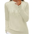 thumbnail image 1 of Pull à Col Roulé en Sequins de Coton Blanc pour Femmes, Pull à Col Roulé Semi-Haut à Manches Longues avec Base, Automne et Hiver, Pull Chaud, 1 of 3
