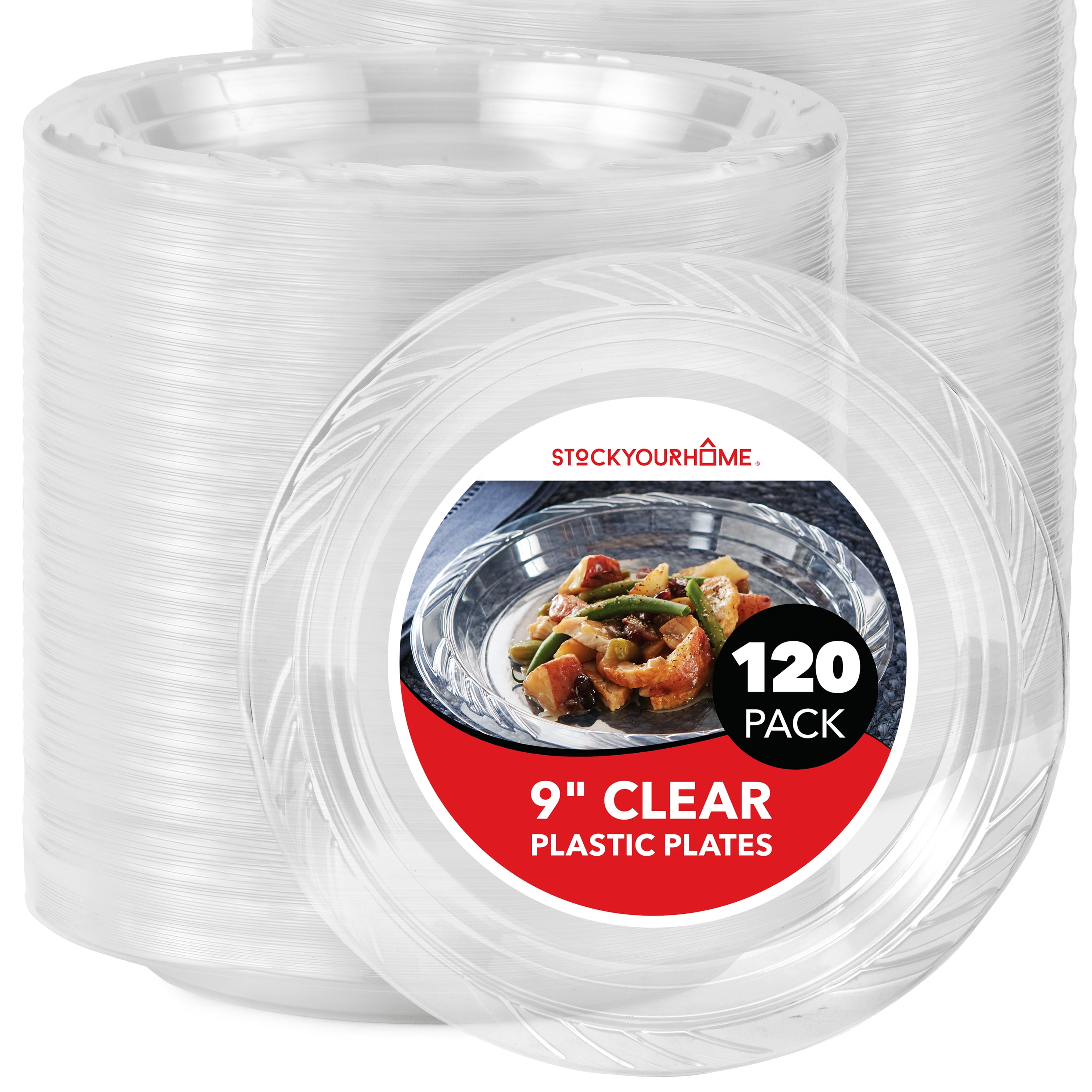 Stock Your Home 6 inch Clear Plastic Dessert Plates 120 Pack Disposable Recyclable BPA Free Walmart
