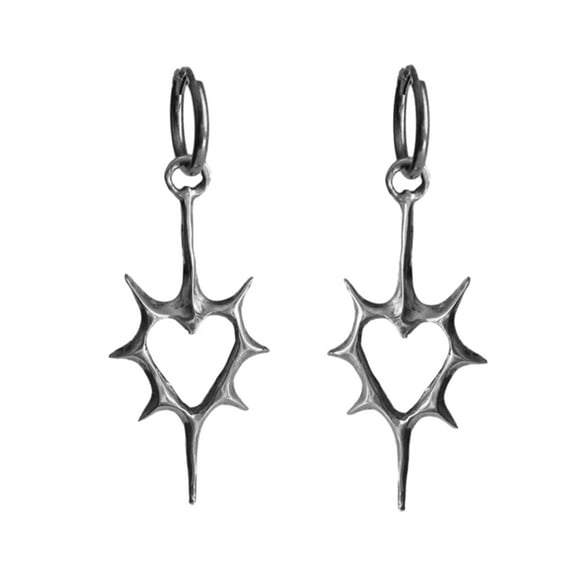 ZYHARUKO Fashion Punk Hollow Thorn Heart Hoop Earrings Gothic Huggie Earrings Unique Dangle Earrings Hip Hop Party Jewelry