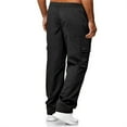 thumbnail image 5 of Men's Multi-Pocket Drawstring Work Pants, Fashion Casual Elastic Waist Cargo Trousers for Outdoor and Hiking,Black,2XL, 5 of 7