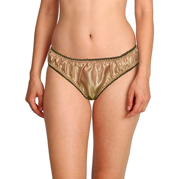 Merise Womens Sexy Silk Satin Bikini With Different Types Of Color & Lace Combination ! (Dark Grey Lace- Coral- Large)