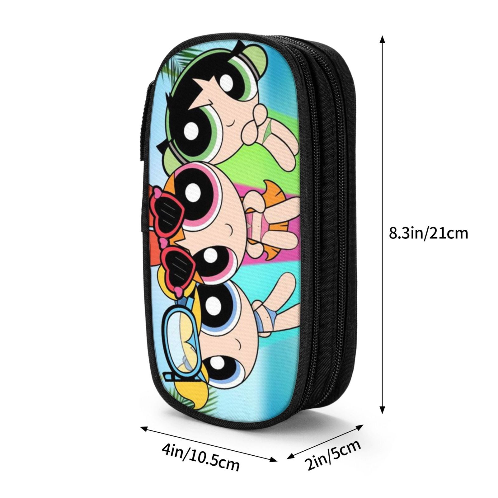 The Powerpuff Gi-rls Pencil Case Large Capacity Pencil Pouch Penbag Office Stationery Organizer Travel Makeup Bag Black