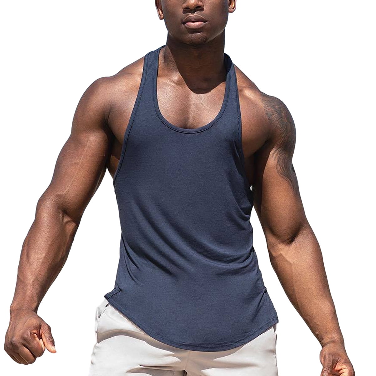 FOCUSNORM Men Gym Muscle Shirt Tank Top Sport Bodybuilding Fitness