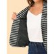 thumbnail image 5 of INSPIRE CHIC Blazer a rayas con cierre de botón y bolsillo con solapa con muesca para mujer Gris blanco XL, 5 of 6