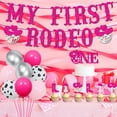 thumbnail image 2 of Space Cowgirl 1st Birthday Decorations, Western Disco First Rodeo Birthday Party Decorations, Rose Red Silver My First Rodeo Glitter Paper Banner Cake Toppers, Let’s Go Girls First Birthday Supplies, 2 of 7