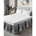 thumbnail image 4 of Gray Wrap Around Bed Skirts for California King Bed 16" Drop,Bed Skirt with Adjustable Elastic Belt Dust Ruffle Bed Valance Retro Oil Painting Modern Abstract Art Aesthetics Bed Frame Cover, 4 of 7