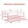 thumbnail image 2 of Twin Daybed with Trundle, Metal Trundle Bed, Sofa Bed Frame, Heavy Duty Metal Slats, for Living Room, Bedroom, Guest Room, Space Saving, Pink, 2 of 7