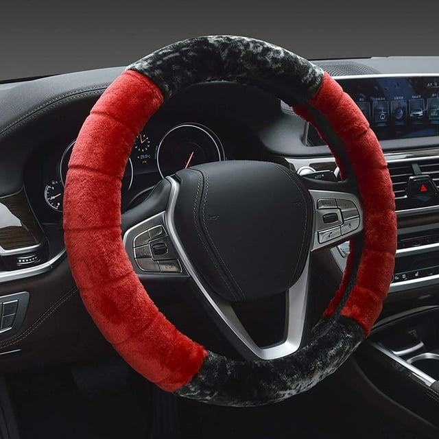Winter Steering Wheel Cover - Short Plush, Non-Slip & Universal Fit, for 37-38cm Steering Wheels