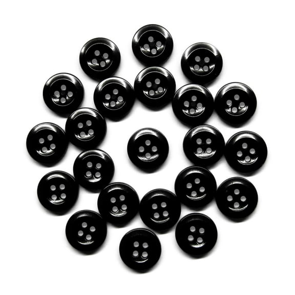ButtonMode Work Shirt Buttons 13mm 20L Style 29 for Army, Dickies, Carhartt, Wrangler, Red Kap, Fits Class A, B, C Workwear, Military Spec Industrial Strength, Size 1/2", Black, 22-Buttons