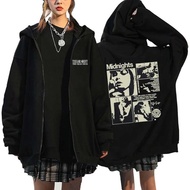 Sudadera con capucha con estampado de Taylor The Eras Tour, chaquetas de gran tamaño con cremallera, chaqueta con capucha informal, ropa de calle de lana fina, abrigo con cremallera
