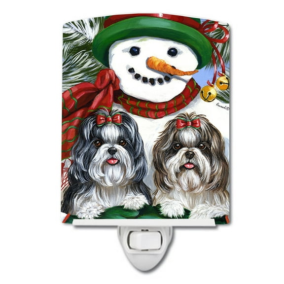 Caroline's Treasures PPP3191CNL Shih Tzu Christmas Snowman Ceramic Night Light, 6x4x3", multicolor