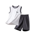 thumbnail image 2 of Babcutegg Kids 2Pcs Solid Tank Top Shorts Set Summer Contrast Trim Casual Loungewear Boys Girls 5-17Y White Size 7, 2 of 9