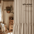thumbnail image 2 of Boho Farmhouse Shower Curtain with Ruffle Hem, Linen Textured White Shower Curtains for Bathroom Vintage Rustic Fabric, Brown Stripe 72" W x 72" L, 2 of 5
