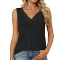 thumbnail image 1 of tarylea Plus Size Tops for Women Sleeveless Ribbed Lace V Neck Fitted Comfy Dressy Casual Tank Tops, 1 of 8