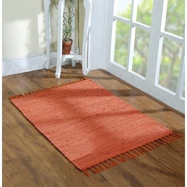 Cotton Rag Rug 24x36'' | 2x3' Multicolor Area Rugs- Hand Woven Washable & Reversible for Living Room Kitchen Entryway Throw Rug with Tassel