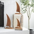 thumbnail image 3 of 20", 17", 13"H Brown Teak Wood Handmade Sail Boat Sculpture, by DecMode (3 Count), 3 of 10